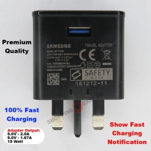 Premium Quality Samsung 100% Fast Charging Usb Adapter 3 Pin / 15 Watt – Black