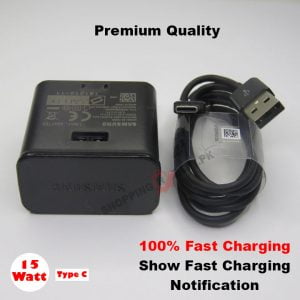 Premium Quality Samsung 100% Fast Charger USB Type C / 3 Pin / 15 Watt – Black