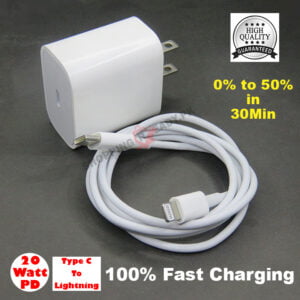High Quality Apple Iphone Type c to Lightning PD Charger 2 Pin / 20 Watt – White